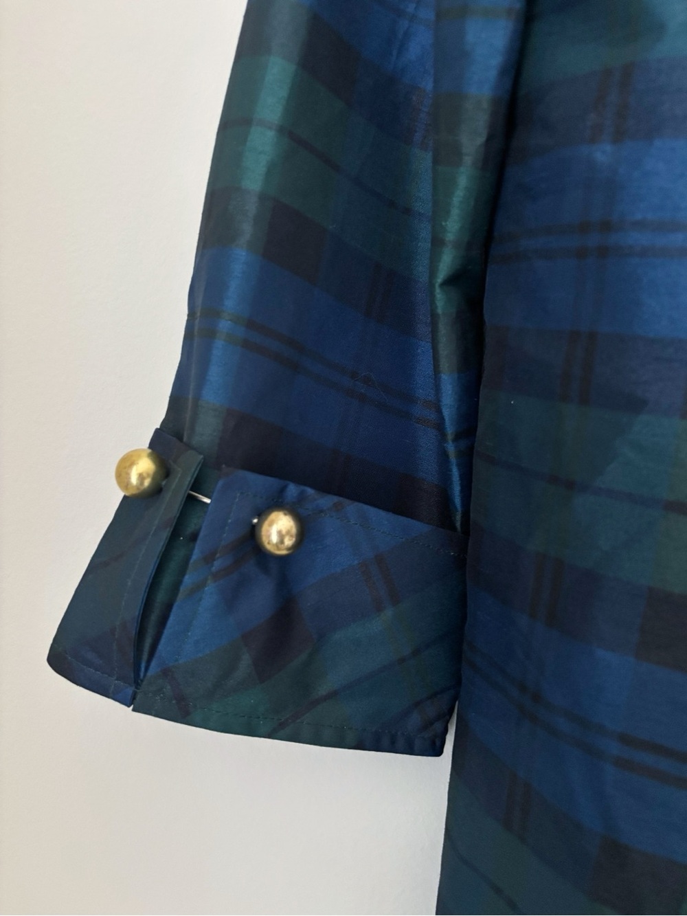Tuckernuck Blackwatch Plaid French Cuff Celine Top XS - Picture 5 of 8